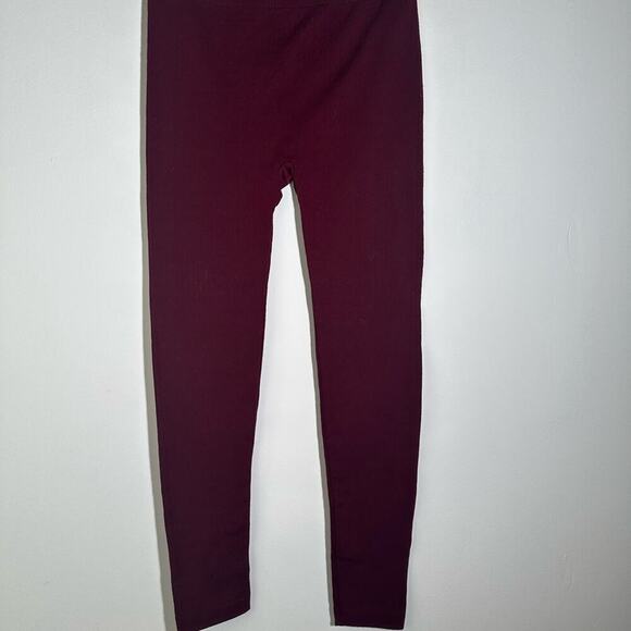 Faded Glory Burgundy Leggings High Waist Stretchy Bottoms - Picture 1 of 3